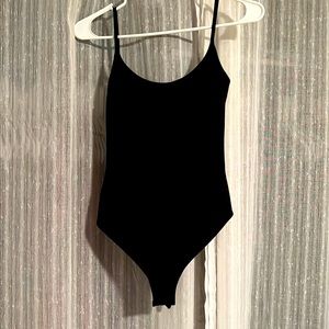 Free People black thong body suit